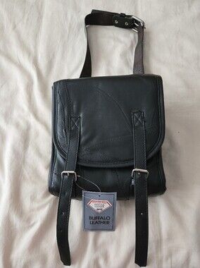 Black Diamond Plate Buffalo Leather Sissy Bar Bag